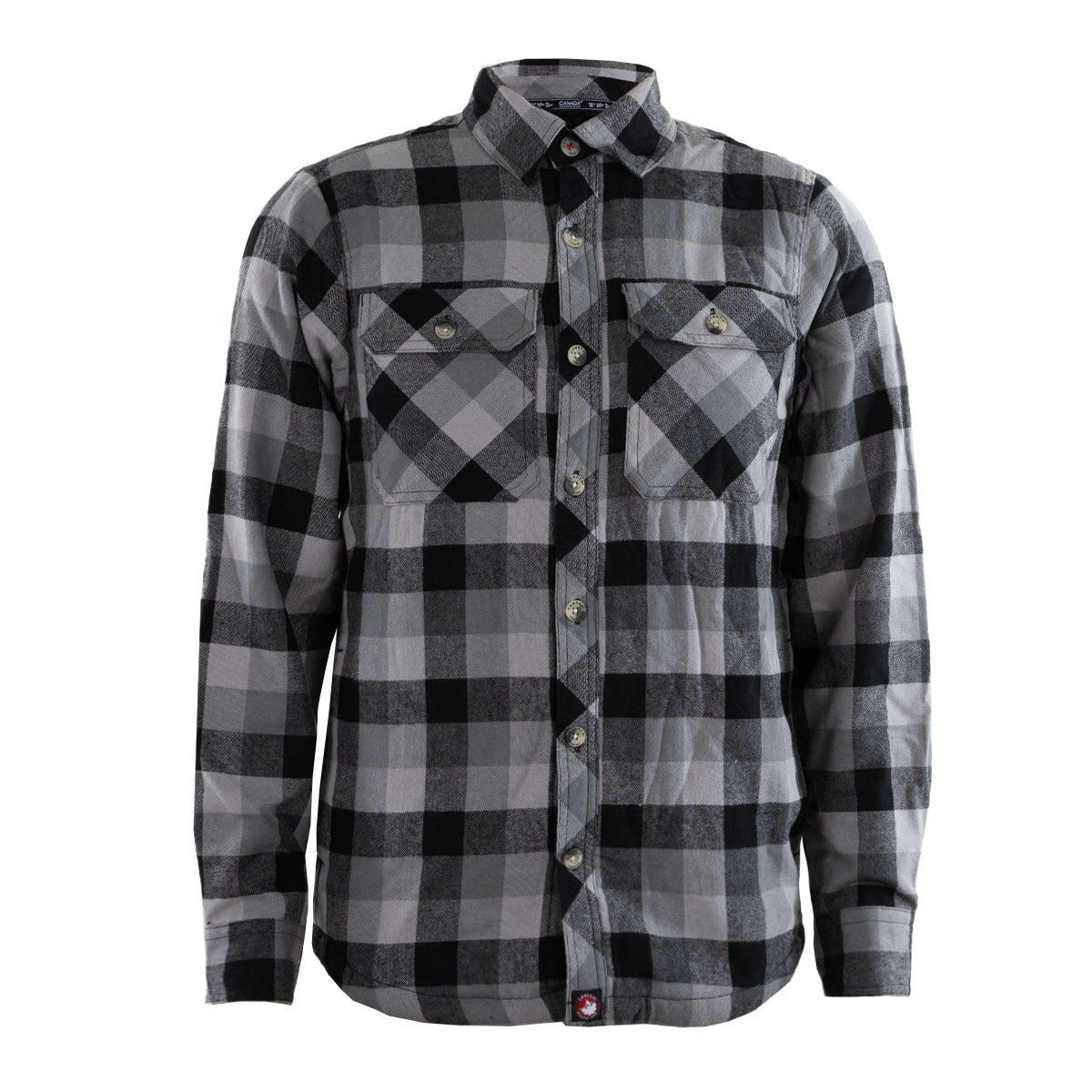 Canada Weather Gear Men's Sherpa Lined Flannel Black Grey Long Sleeves - Tophatter Daily Deals
