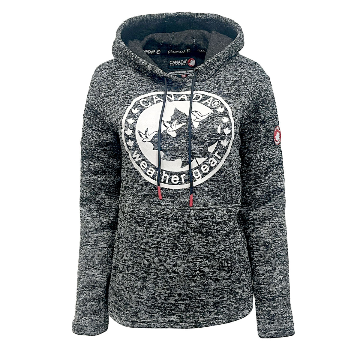 Canada Weather Gear Women's Hooded Sweater Fleece with Logo Print Black Hoodie - Tophatter Daily Deals