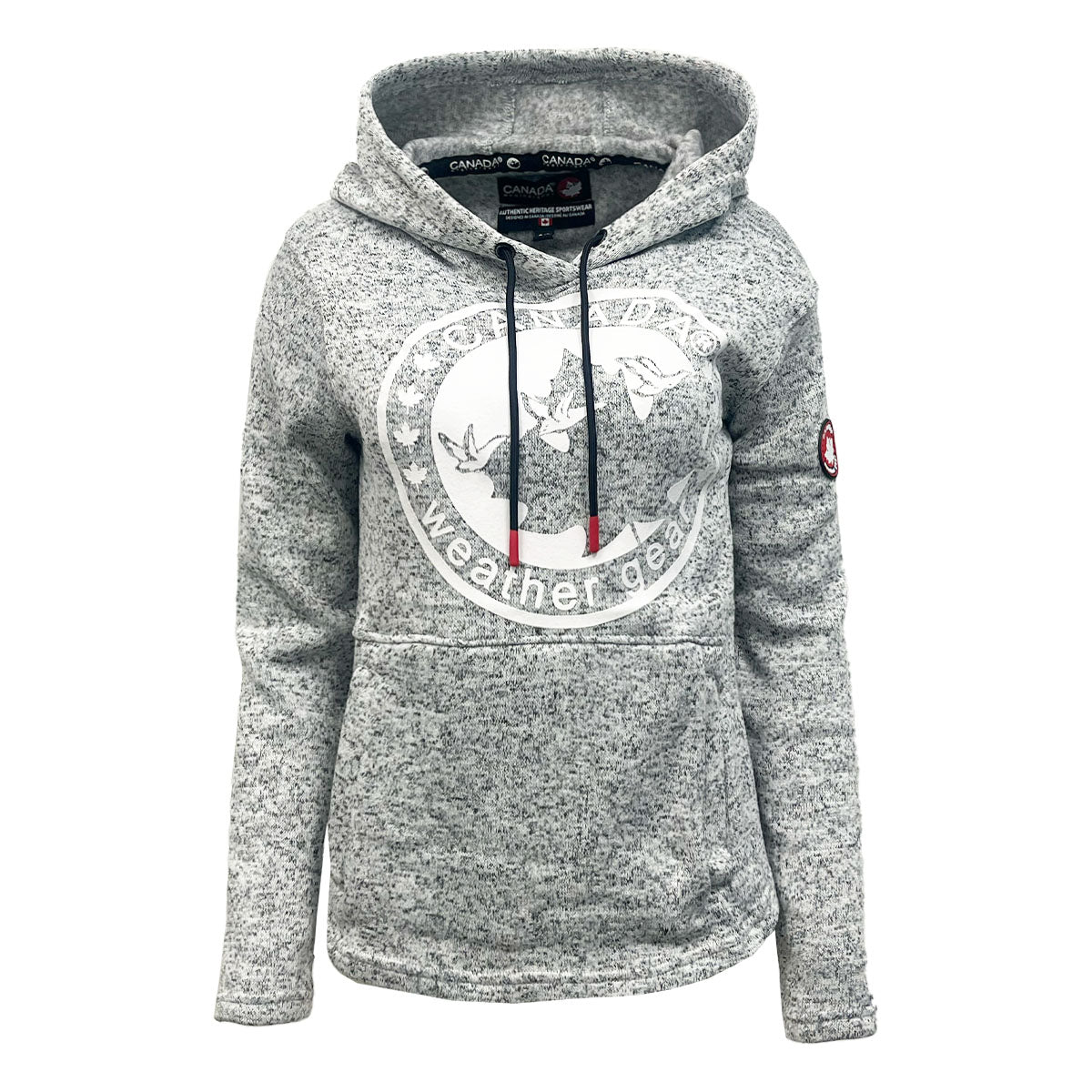 Canada Weather Gear Women's Hooded Sweater Fleece with Logo Print Medium Heather Hoodie - Tophatter Daily Deals