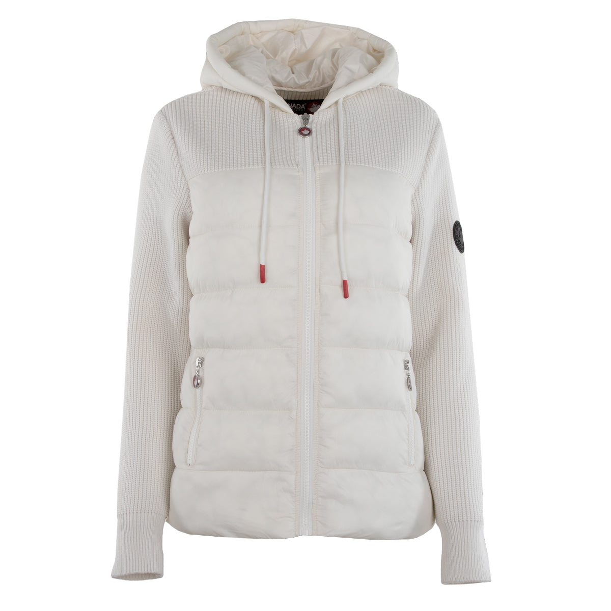 Canada Weather Gear Women's Puffer Jacket with Sweater Sleeves Ivory Jackets - Tophatter Daily Deals