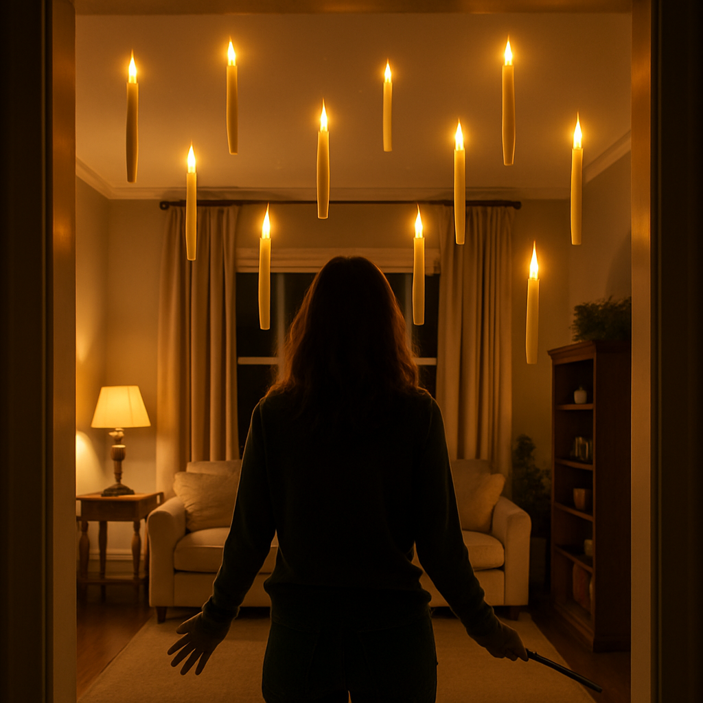 Tophatter's Inc. Floating Candles – Harry Potter Style LED Decor with Wand Remote – Magical Room Lighting - Tophatter Daily Deals