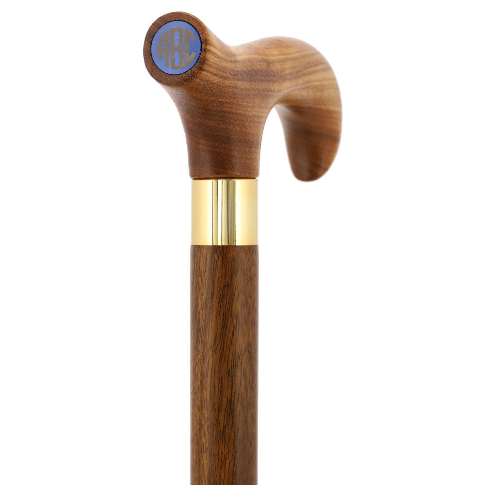 Custom-Engraved Wooden Cane: Choose Color & Personalize Ovangkol (+$20) Blue & Gold - Tophatter Daily Deals