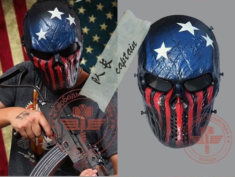 Tactical Airsoft Mask Motorcycle Halloween Full Face Skull - Captain Captain Face Mask - Tophatter Daily Deals