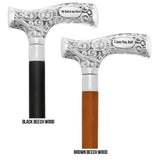 Father's Day Chrome Brass Personalized Engraving Fritz Cane Walking Cane Engraving - Tophatter Daily Deals