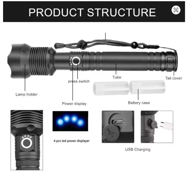 AFCAT FA-X92 LED TACTICAL FLASHLIGHT - Tophatter's Army Deals OUTDOOR - Tophatter Daily Deals