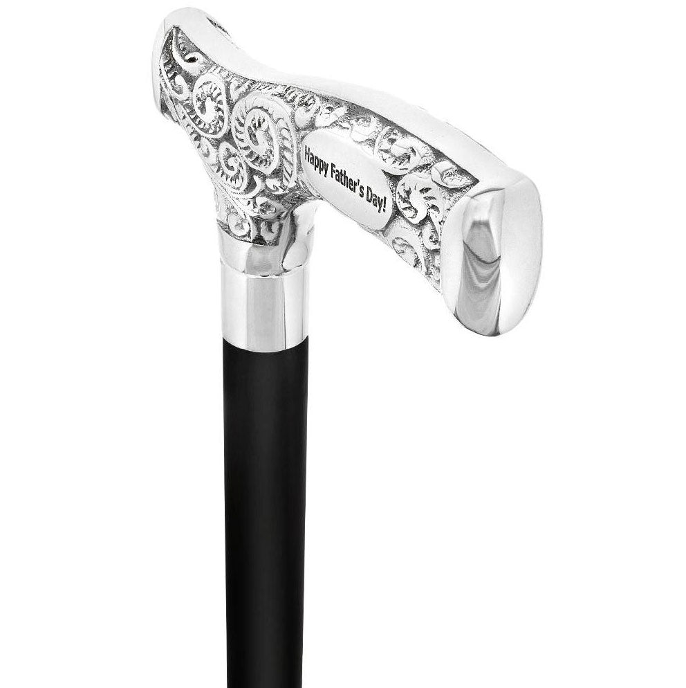 Father's Day Chrome Brass Personalized Engraving Fritz Cane Walking Cane Engraving - Tophatter Daily Deals
