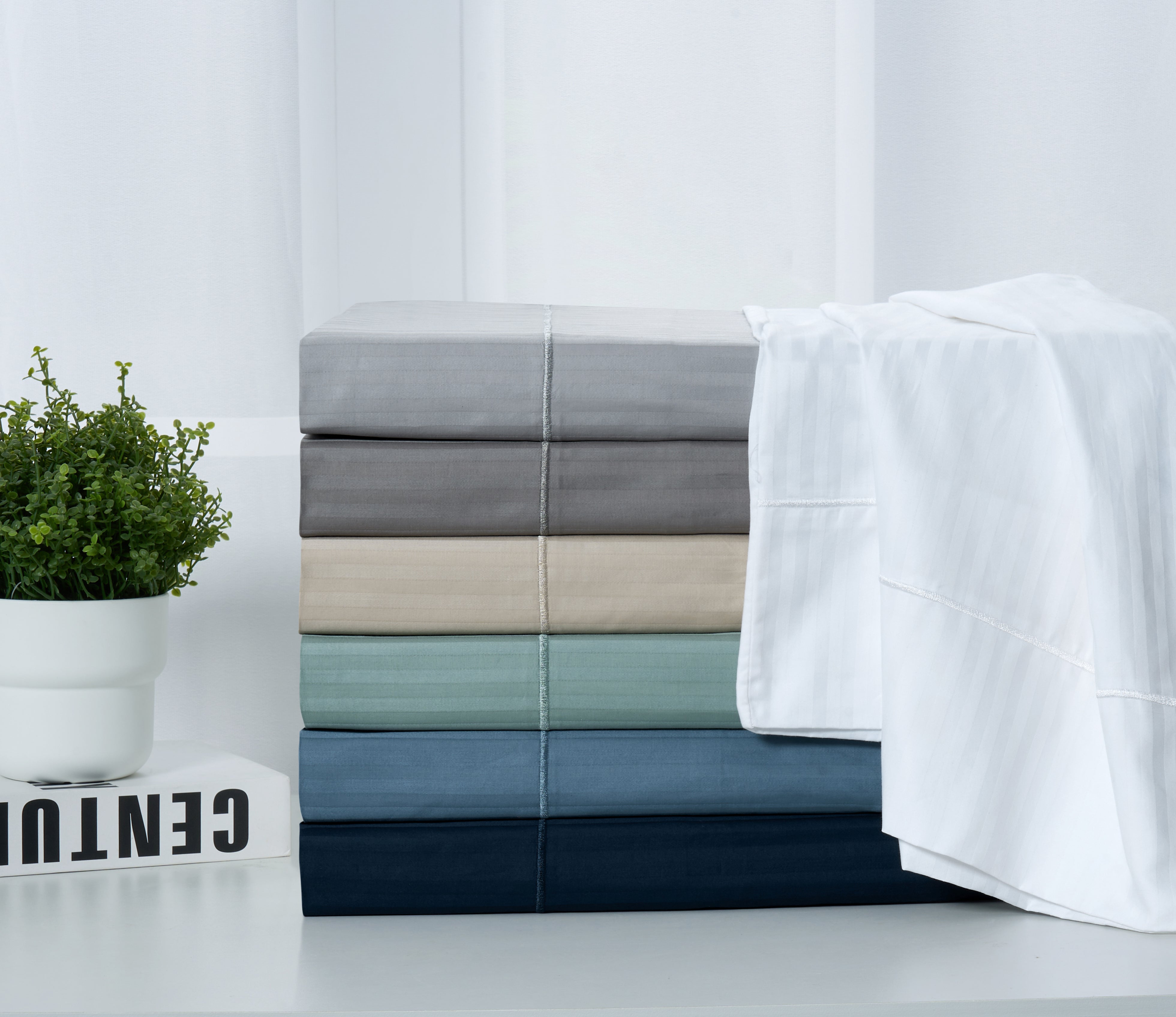 Kathy Ireland 500 Thread Count Damask Stripe Sheet Set with Optifit Bedding - Tophatter Daily Deals