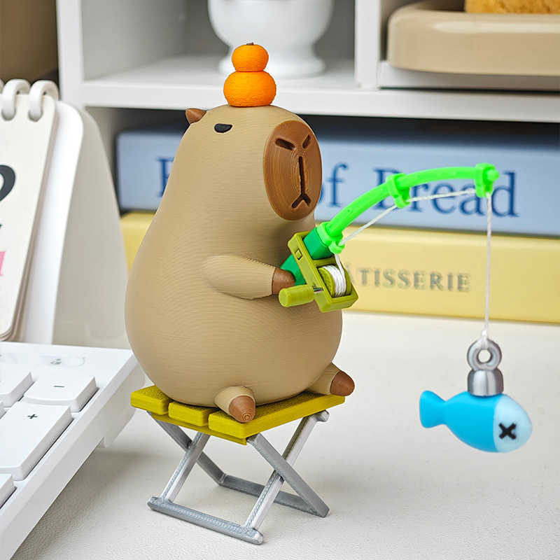 Capybara Fisherman 3D Desktop Ornament Decor - Tophatter Daily Deals