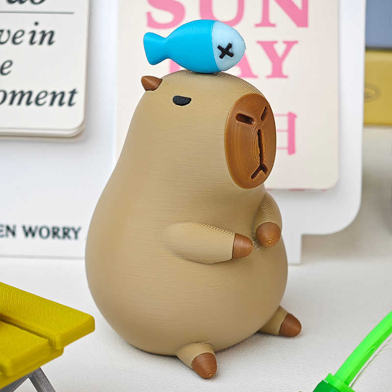 Capybara Fisherman 3D Desktop Ornament Decor - Tophatter Daily Deals