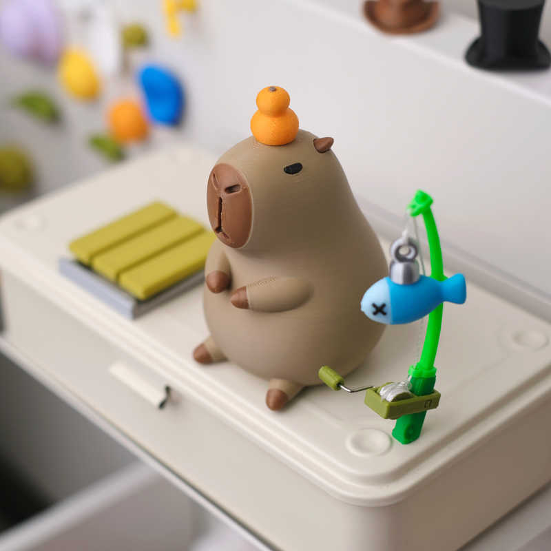 Capybara Fisherman 3D Desktop Ornament Decor - Tophatter Daily Deals