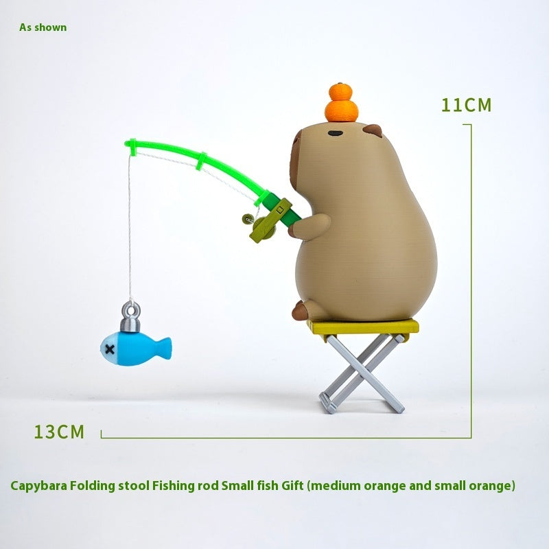 Capybara Fisherman 3D Desktop Ornament Decor - Tophatter Daily Deals