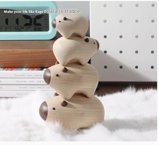 Capybara Jenga Wood Carving Decor - Tophatter Daily Deals
