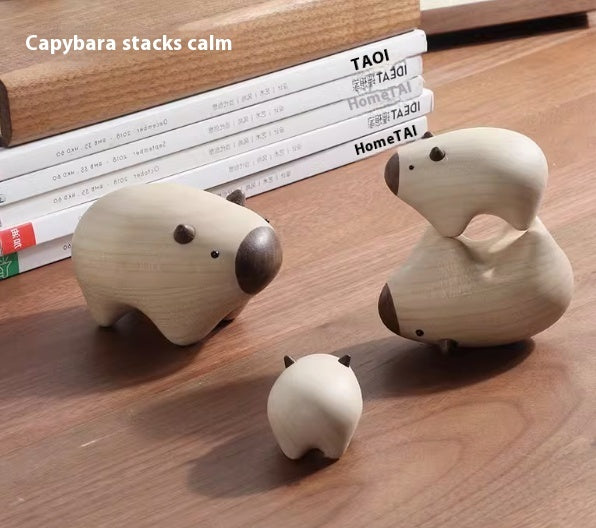 Capybara Jenga Wood Carving Decor - Tophatter Daily Deals