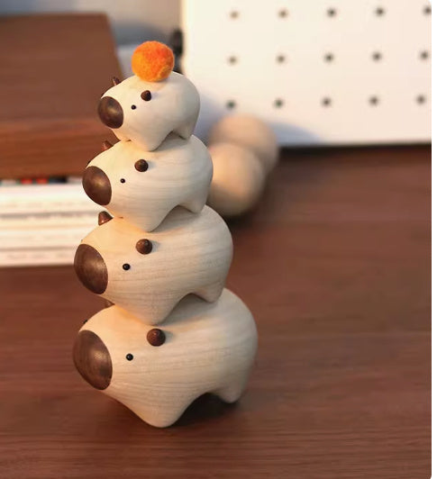 Capybara Jenga Wood Carving Decor - Tophatter Daily Deals