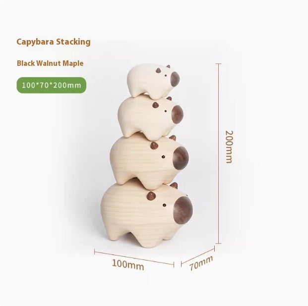 Capybara Jenga Wood Carving Decor - Tophatter Daily Deals