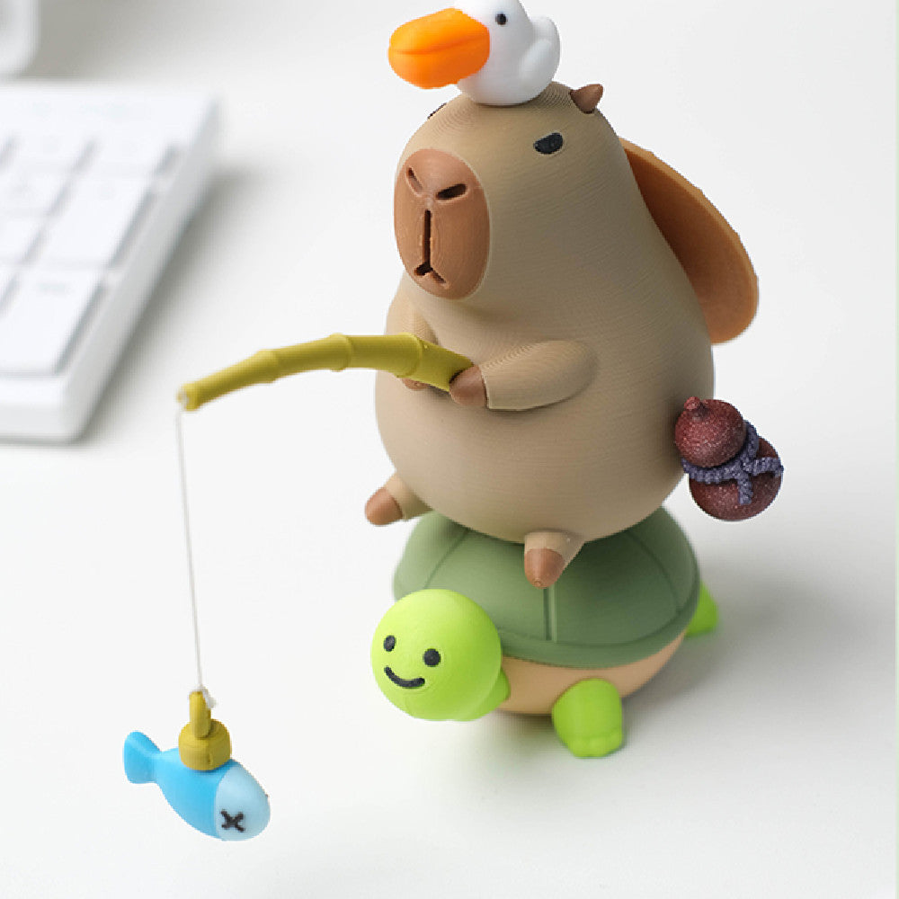 Capybara on Turtle Fishing Ornament Decor - Tophatter Daily Deals
