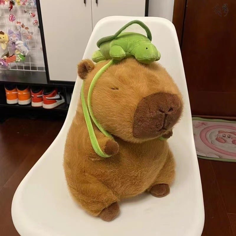 Capybara with Turtle Backpack Doll Plush With Backpack 33cm Soft Toy - Tophatter Daily Deals