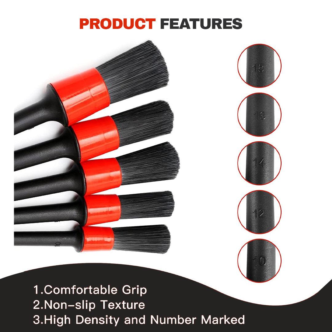 Car Detail Brush Set - 5Pcs Car Detailing Brush Detail For Cleaning Wheels Engine Emblems Air Vents Set Car Accessories - Tophatter Daily Deals
