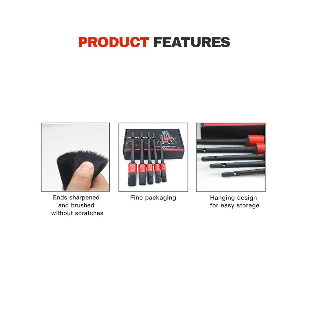 Car Detail Brush Set - 5Pcs Car Detailing Brush Detail For Cleaning Wheels Engine Emblems Air Vents Set Car Accessories - Tophatter Daily Deals