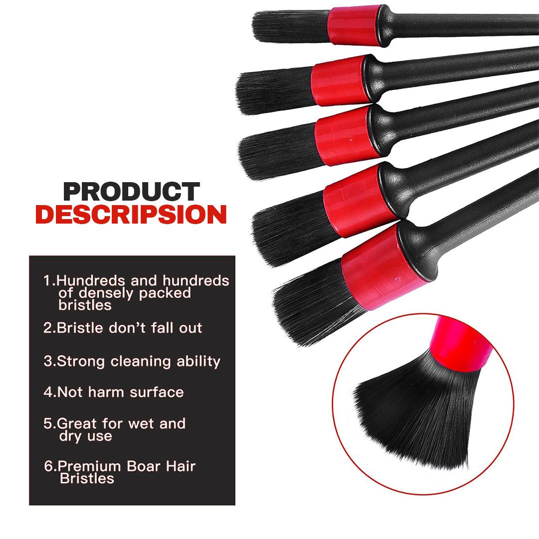 Car Detail Brush Set - 5Pcs Car Detailing Brush Detail For Cleaning Wheels Engine Emblems Air Vents Set Car Accessories - Tophatter Daily Deals