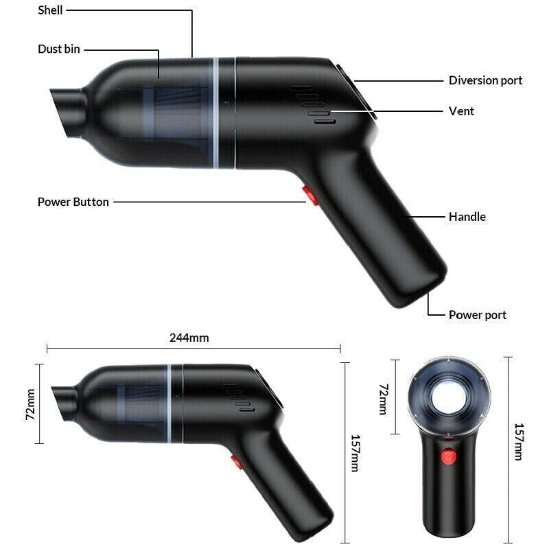 Best Cordless Vacuum Cleaner UK - Handheld Vaccum Mini Power Suction USB Rechargeable Apparel & Accessories - Tophatter Daily Deals