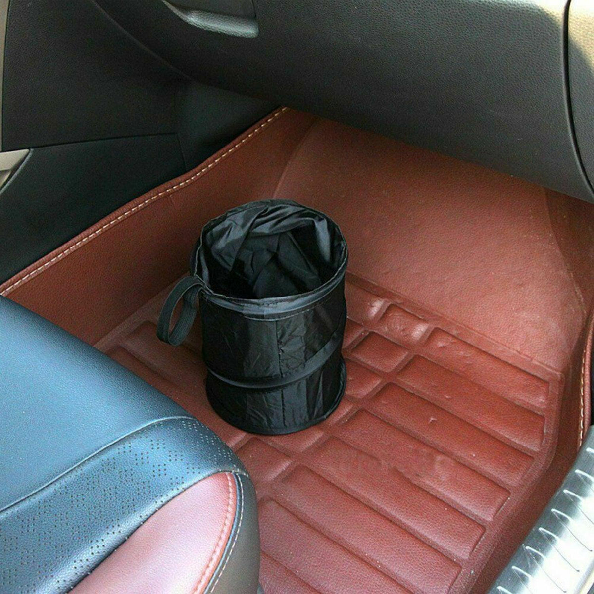 Mini Car Bin - Pop Up Black Storage Dustbin Foldable Travel Mini Rubbish Waste Basket Exercise & Fitness - Tophatter Daily Deals