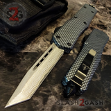 Carbon Fiber OTF Knife D/A Switchblade REAL Damascus - 6 Blades Knife-OTF - Tophatter Daily Deals