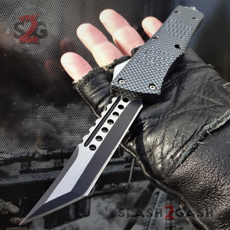 Delta Force Carbon Fiber Dual Action OTF Automatic Knife - Tanto Xtreme Tanto Xtreme Knife-OTF - Tophatter Daily Deals