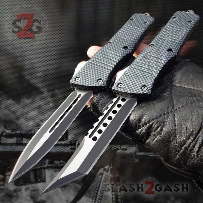 Delta Force Carbon Fiber Dual Action OTF Automatic Knife - Tanto Xtreme Knife-OTF - Tophatter Daily Deals