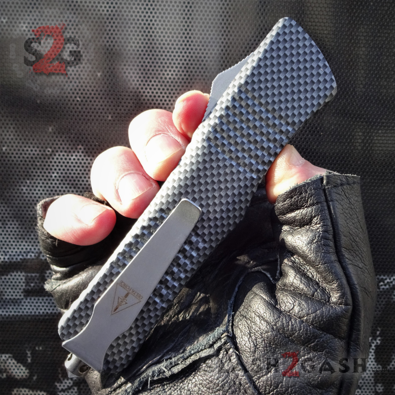 Delta Force Carbon Fiber Dual Action OTF Automatic Knife - Tanto Xtreme Knife-OTF - Tophatter Daily Deals