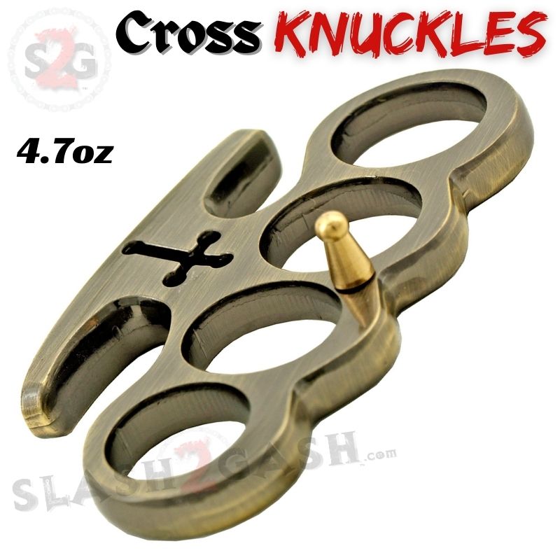 Cross Brass Knuckles Cardinals Revenge Belt Buckle - Bronze Belt Buckle - Tophatter Daily Deals