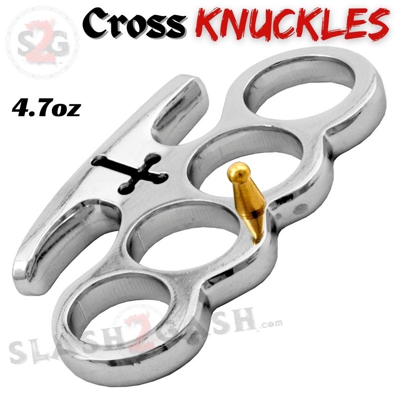 Cross Brass Knuckles Cardinals Revenge Belt Buckle - 6 colors Silver Chrome Belt Buckle - Tophatter Daily Deals