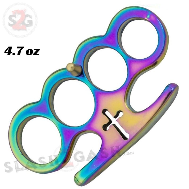 Cross Brass Knuckles Cardinals Revenge Belt Buckle - Rainbow Belt Buckle - Tophatter Daily Deals