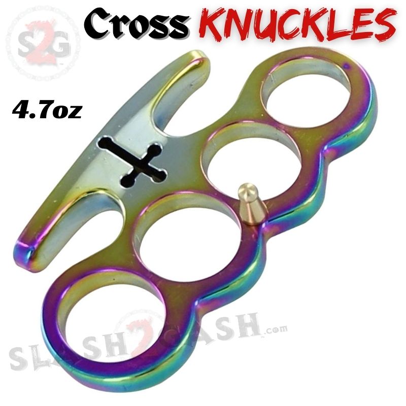 Cross Brass Knuckles Cardinals Revenge Belt Buckle - Rainbow Belt Buckle - Tophatter Daily Deals