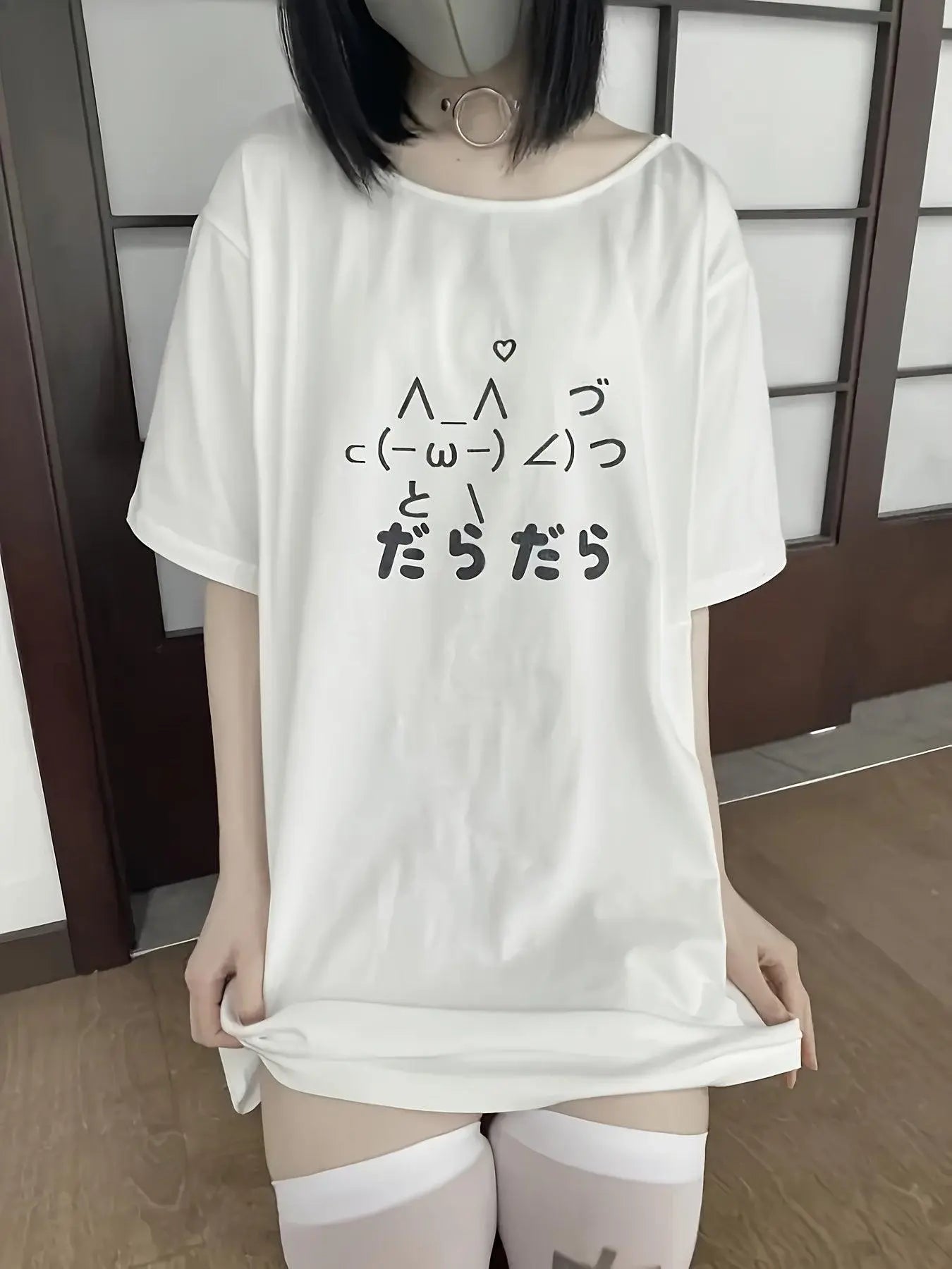 Cartoon Cat Print T-shirt, Y2K Crew Neck Short Sleeve T-shirt For Spring & Summer, Women's Clothing - Tophatter Daily Deals