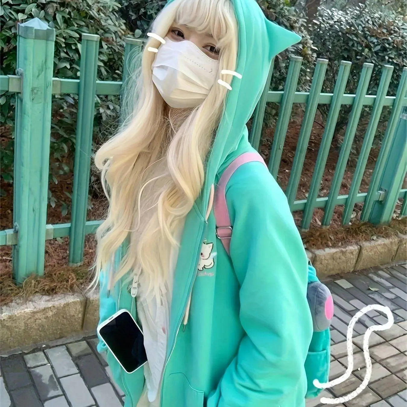Cartoon Print Zip-up Hoodie Sweatshirt, Casual Long Raglan Sleeve Slant Pockets Drawstring Jacket For Fall & Winter, Women's Clothing Sky Blue - Tophatter Daily Deals