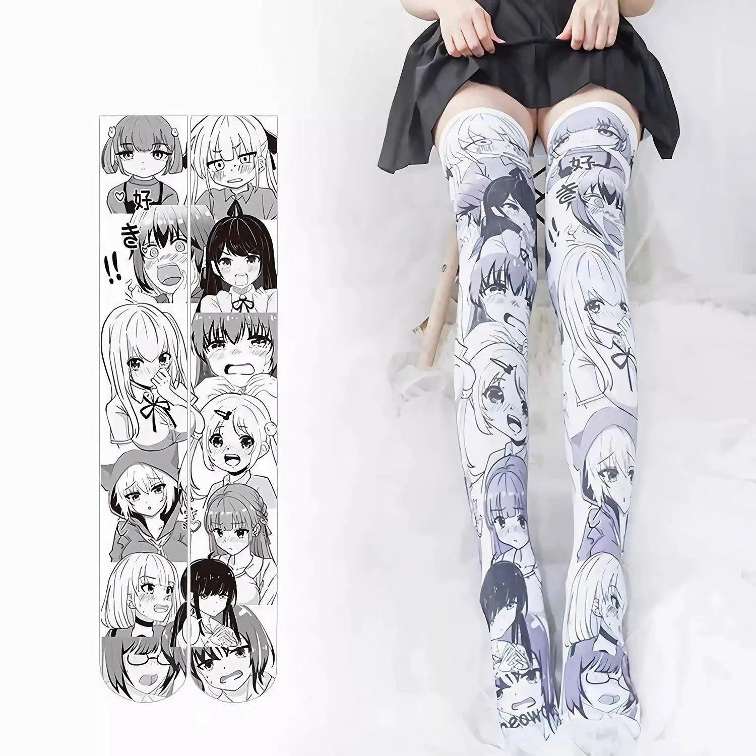 Cartoon Two-Dimensional Stockings Japanese Anime Girl Sexy Cute Cosplay Over-The-Knee Long Tube Personality Stockings Velvet Style1 One Size CN - Tophatter Daily Deals