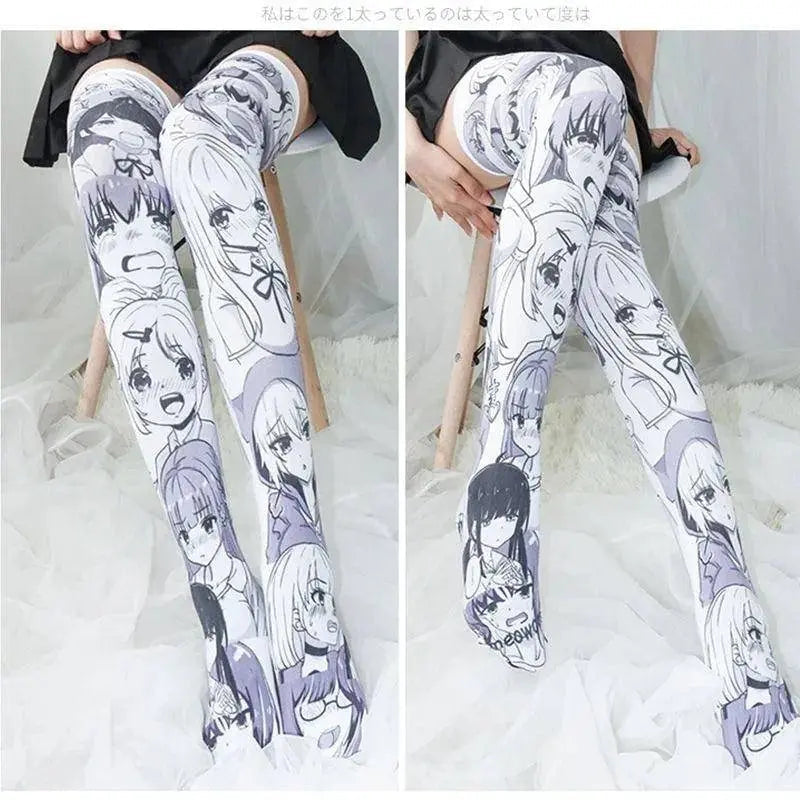Cartoon Two-Dimensional Stockings Japanese Anime Girl Sexy Cute Cosplay Over-The-Knee Long Tube Personality Stockings Velvet - Tophatter Daily Deals