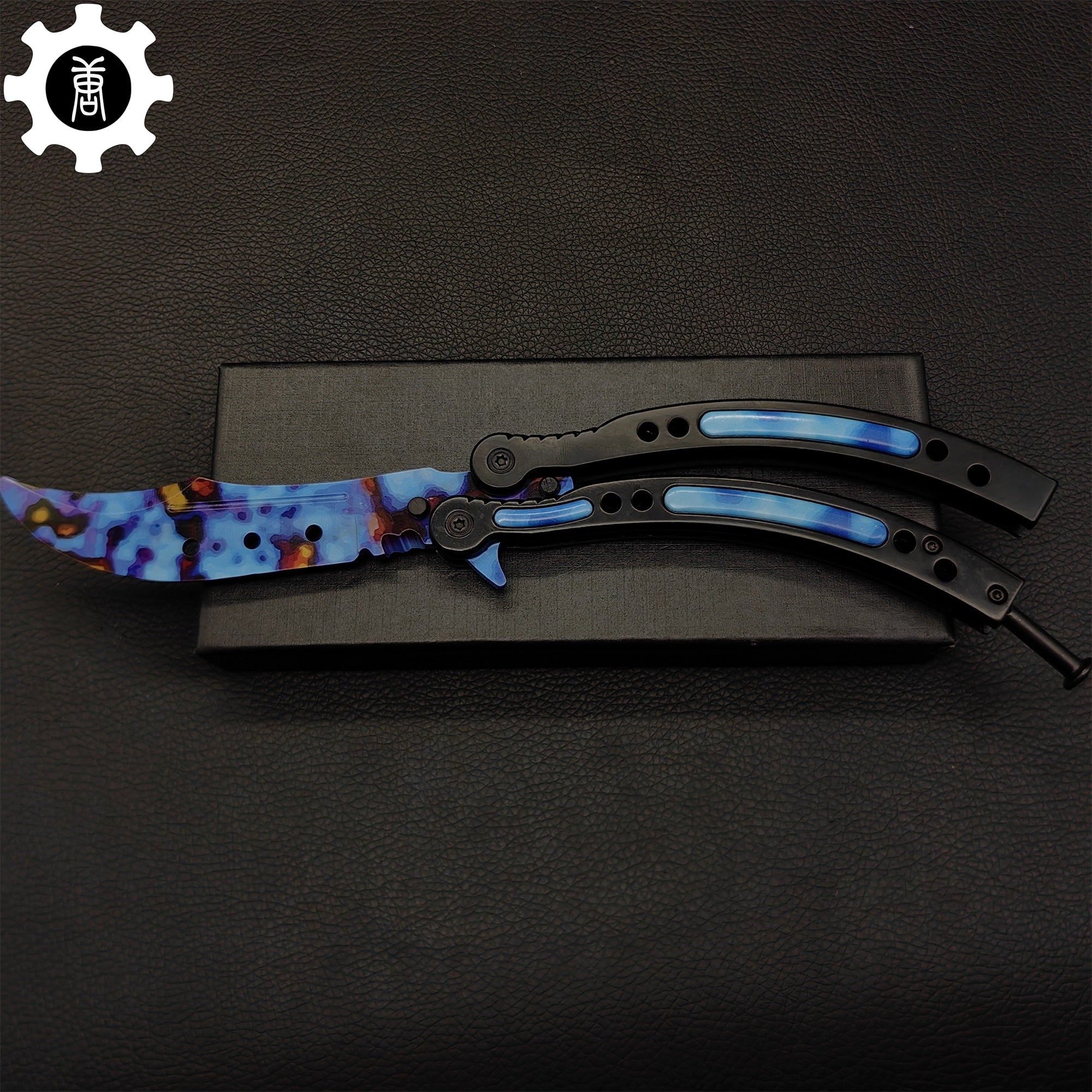 Case Hardened Blue Gem Seed Balisong Game Butterfly Knife - Tophatter Daily Deals
