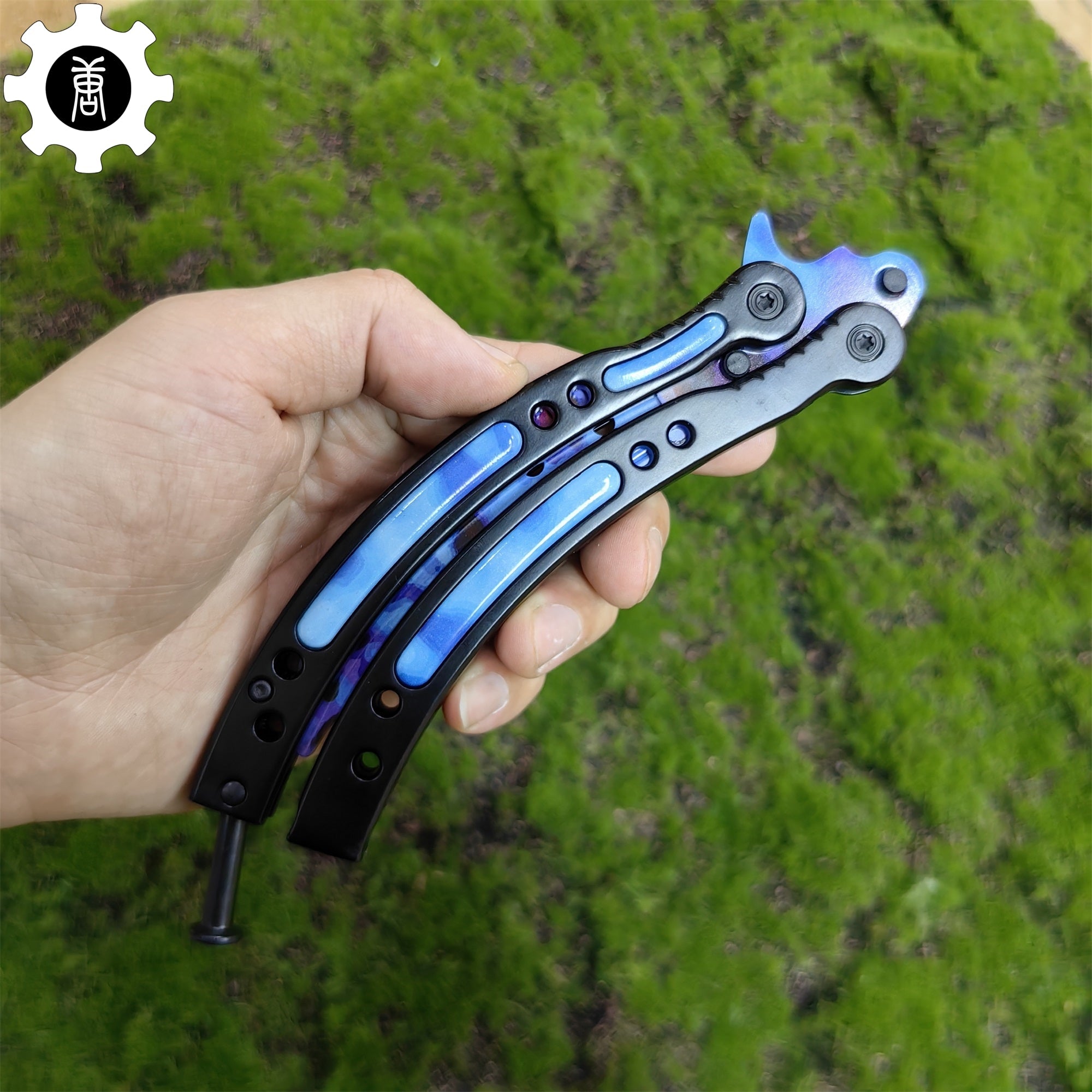 Case Hardened Blue Gem Seed Balisong Game Butterfly Knife - Tophatter Daily Deals