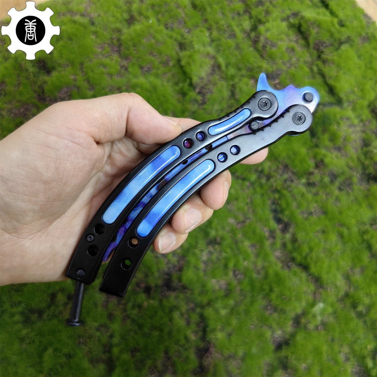 Case Hardened Blue Gem Seed Balisong Game Butterfly Knife - Tophatter Daily Deals