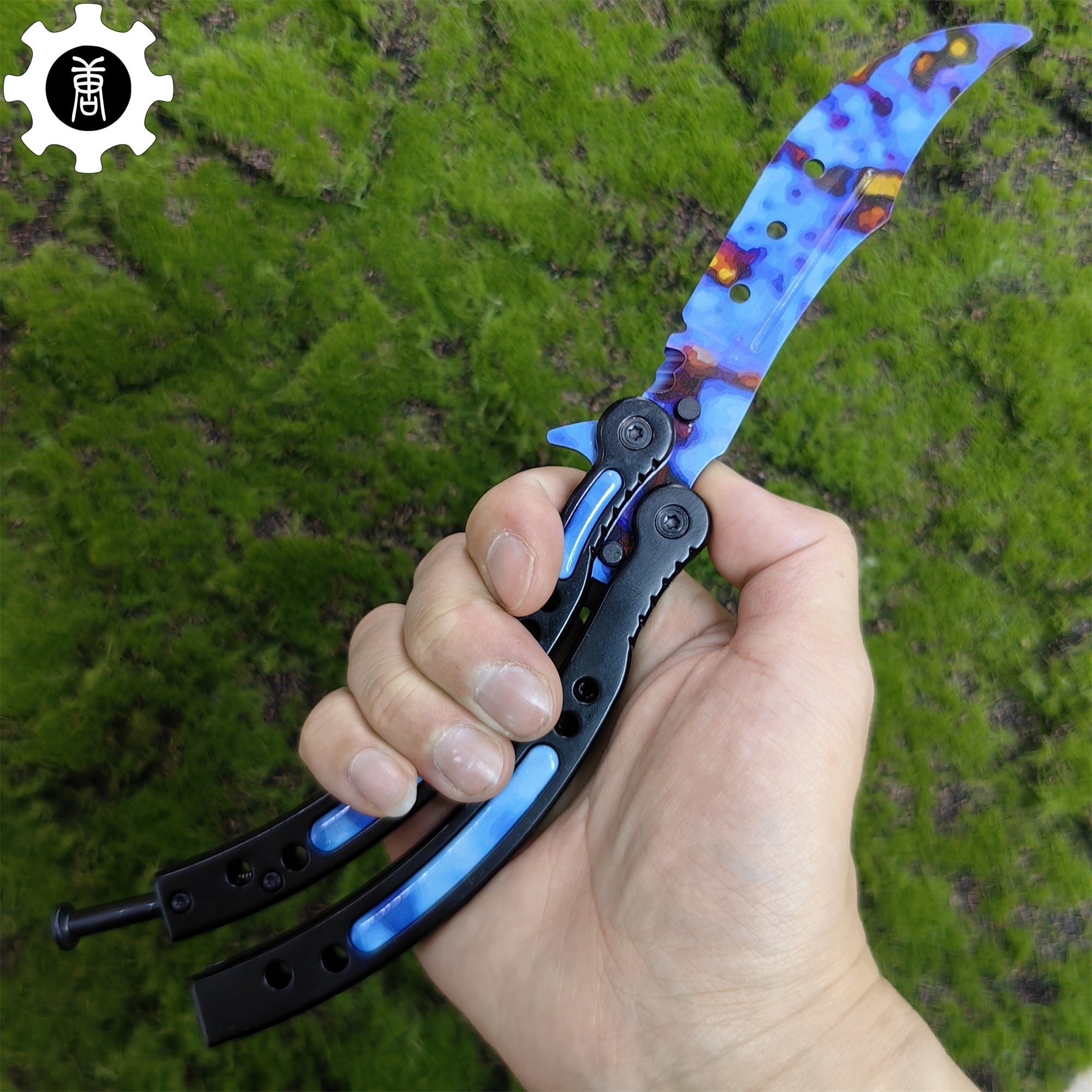 Case Hardened Blue Gem Seed Balisong Game Butterfly Knife - Tophatter Daily Deals