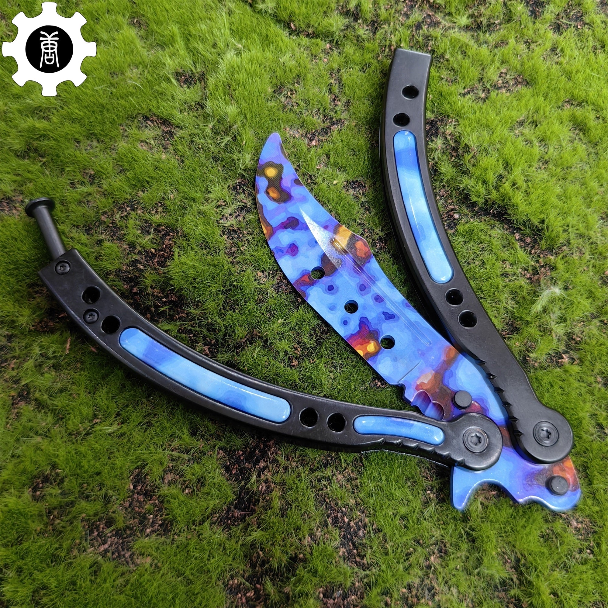 Case Hardened Blue Gem Seed Balisong Game Butterfly Knife - Tophatter Daily Deals