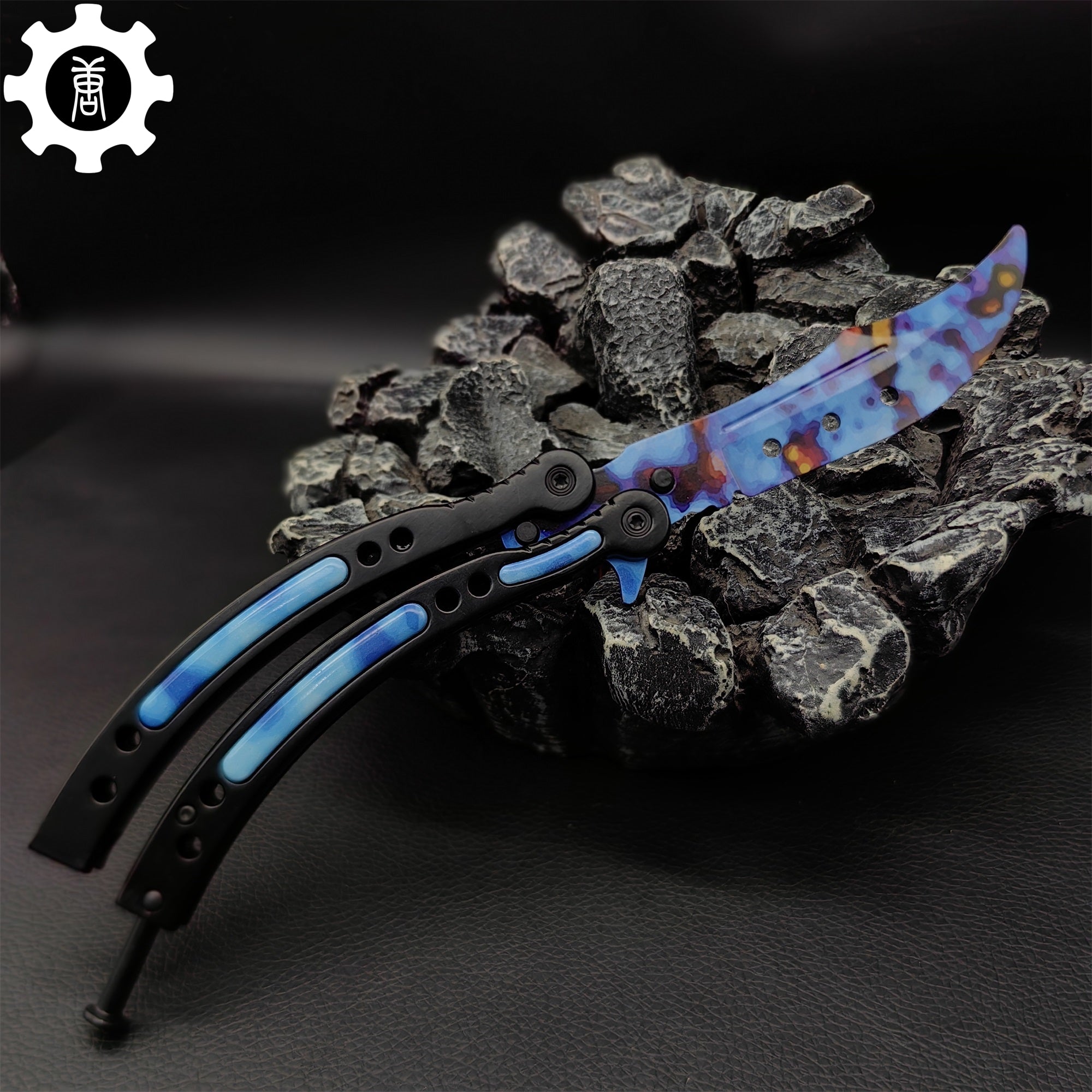 Case Hardened Blue Gem Seed Balisong Game Butterfly Knife - Tophatter Daily Deals