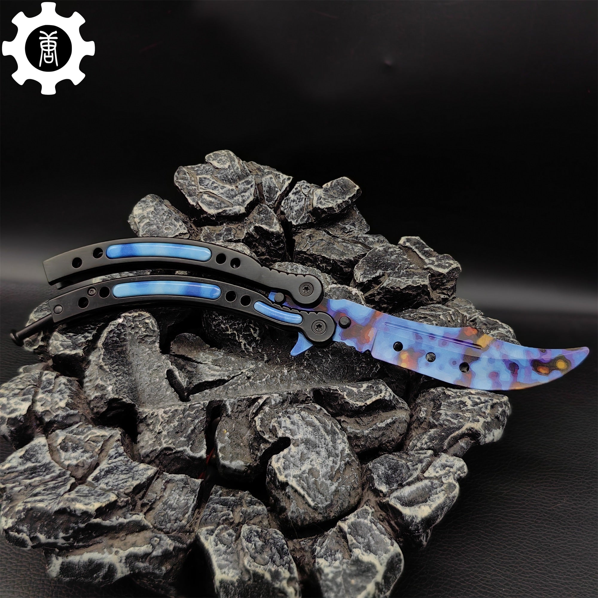 Case Hardened Blue Gem Seed Balisong Game Butterfly Knife - Tophatter Daily Deals