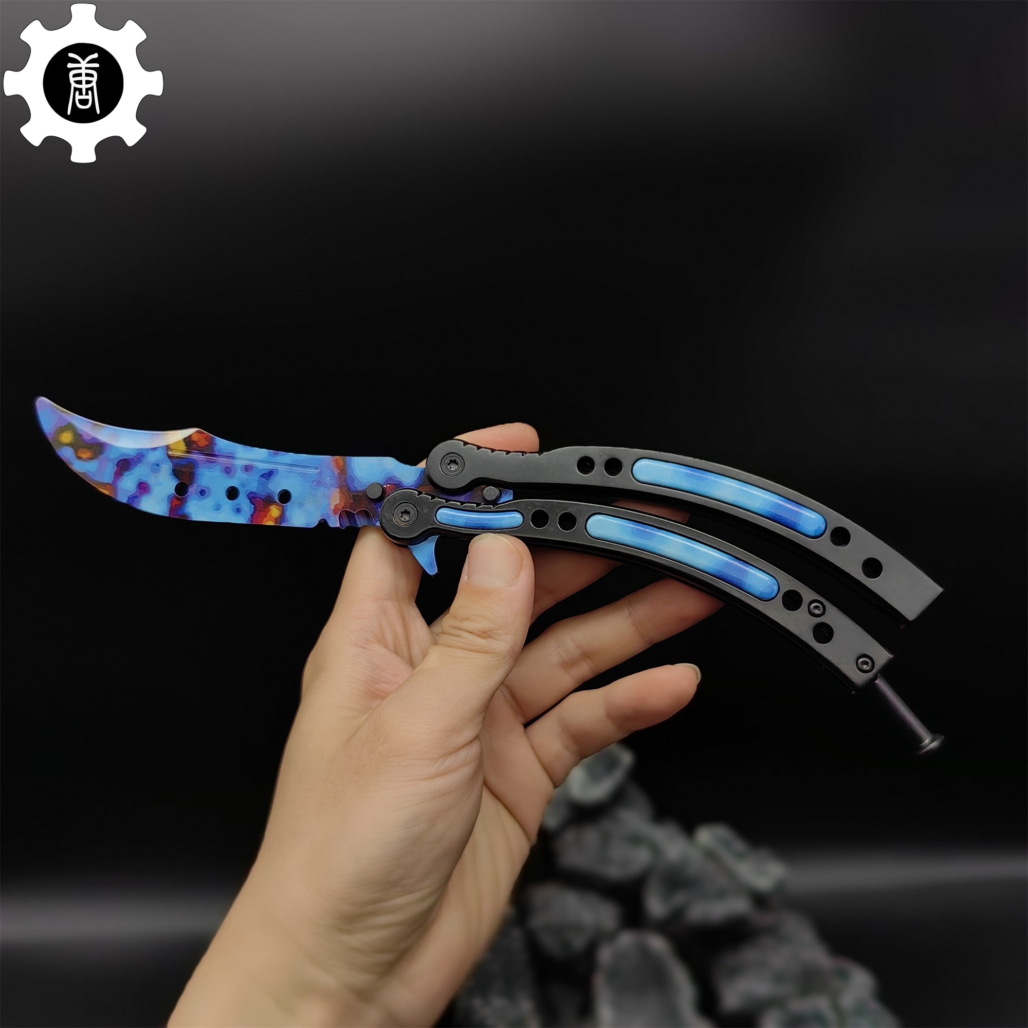Case Hardened Blue Gem Seed Balisong Game Butterfly Knife - Tophatter Daily Deals