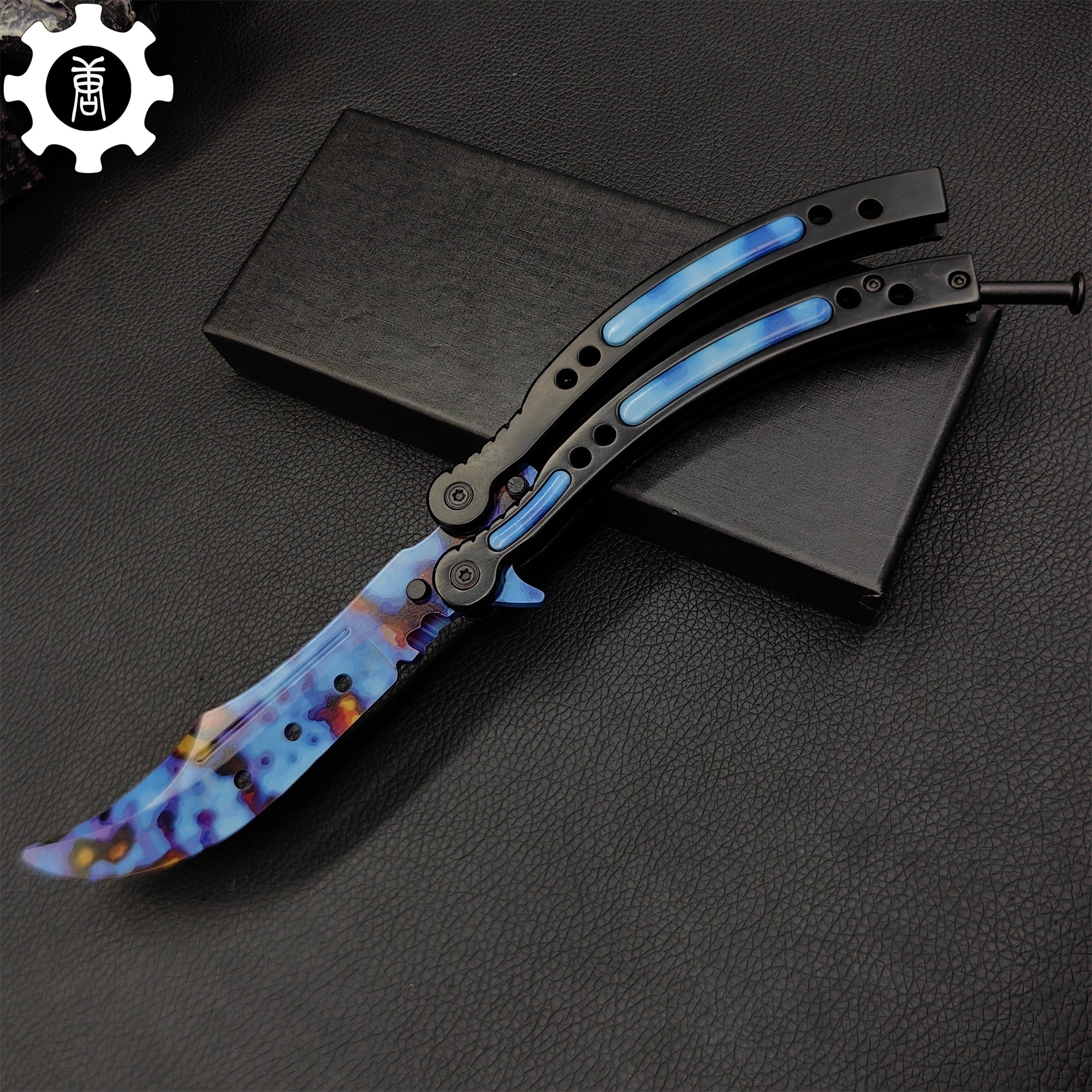 Case Hardened Blue Gem Seed Balisong Game Butterfly Knife - Tophatter Daily Deals