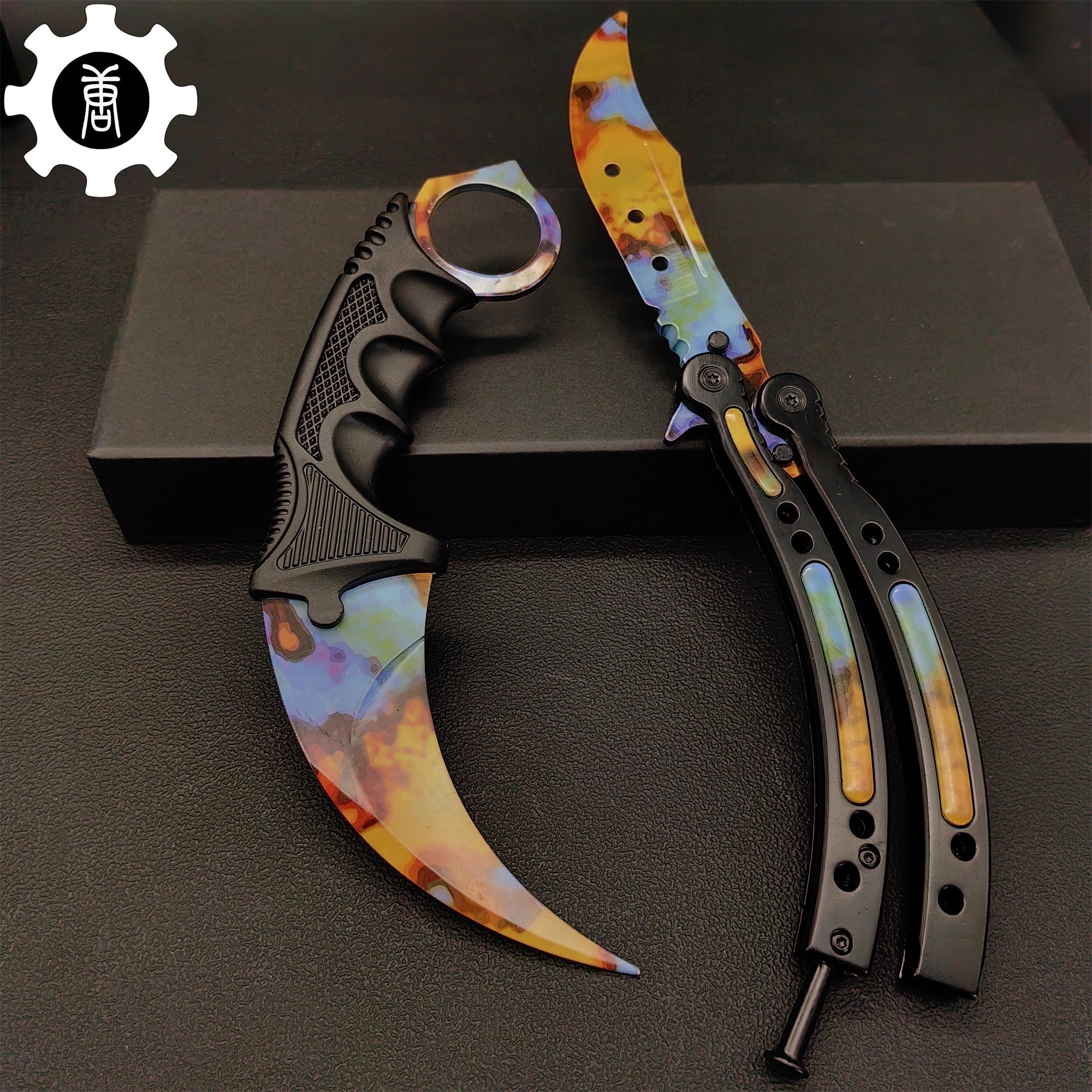 Case Hardened Blunt Blade Karambit & Butterfly Knife Weapon Case Karambit & Balisong - Tophatter Daily Deals