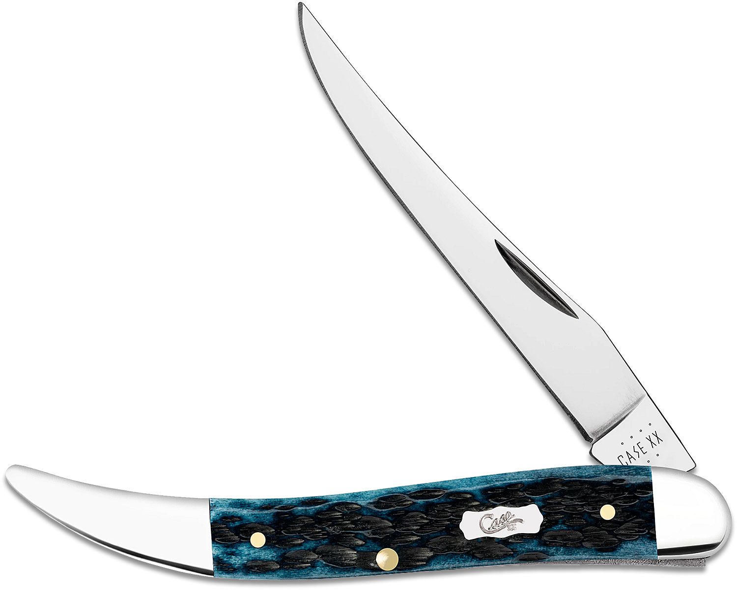Case Texas Toothpick - Pocket Worn Peach Seed Jig Mediterranean Blue Bone - 51855 - Tophatter Daily Deals