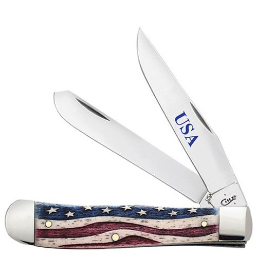 Case - Patriotic Smooth Natural Bone - Trapper - 64132 Traditional Knives - Tophatter Daily Deals